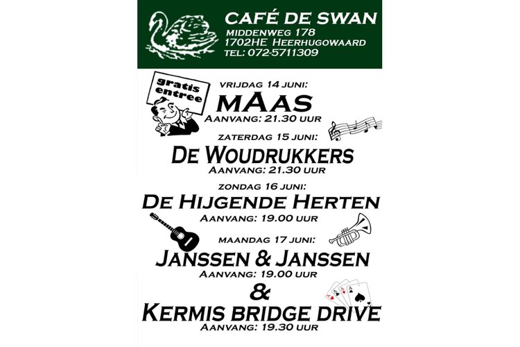 Kermisprogramma Cafe de Swan