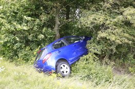 Auto met kinderen belandt in berm en raakt boom in Oudkarspel