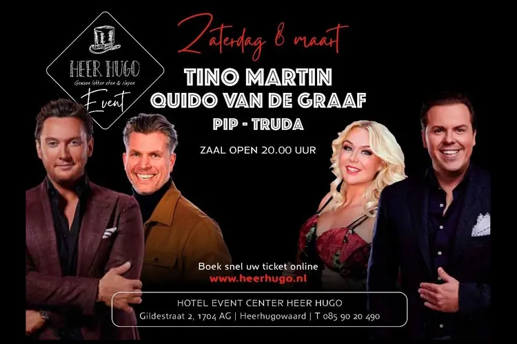 Tino Martin en Quido van de Graaf op zaterdag 8 maart in Hotel Heer Hugo
