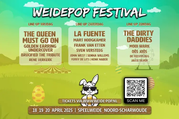 The Dirty Daddies, La Fuente, Mart Hoogkamer, Sven Versteeg en nog veel meer komend weekend op driedaags Weidepop