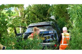 Auto crasht tegen boom langs N504