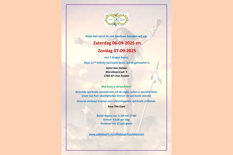 Infinity Spirituele Beurs in Hotel Den Helder tijdens eerste weekend van september