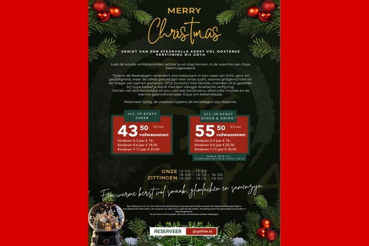 Geniet van een sfeervolle kerst vol oosterse verfijning bij Goya