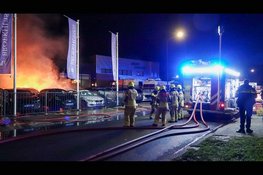 Metershoge vlammen op industrieterrein: meerdere auto's in brand, mogelijk brandstichting