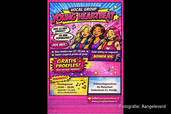 Young Heartbeat zoekt zingende tienermeiden, 1 september gratis proefles!