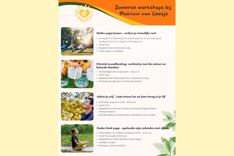 Heerlijke zomerse yogasessies in de Pluktuin met Antoinet de Jong