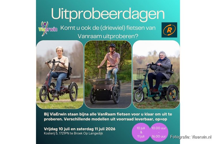 Uitprobeer dagen 10 en 11 juli bij Viaerwin.nl