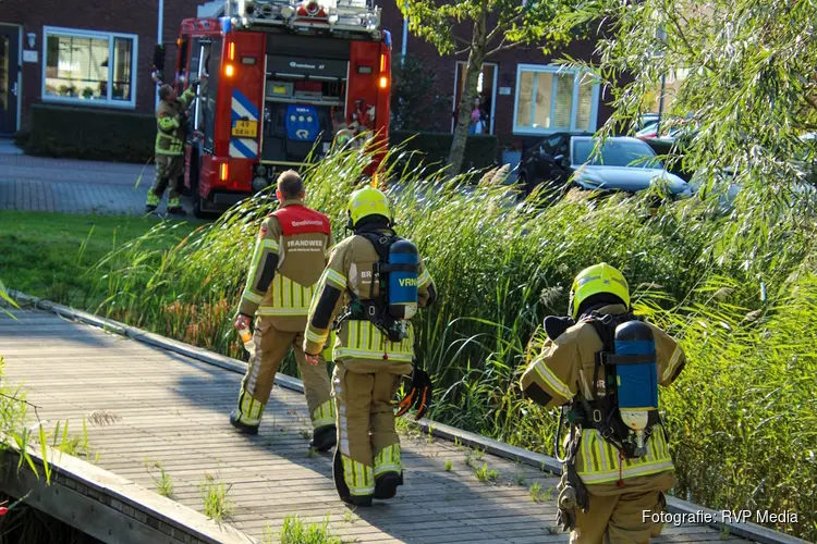 Rietbrand op eilandje aan Langoort in Broek op Langedijk