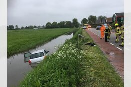 Auto te water zonder bestuurder in Hensbroek